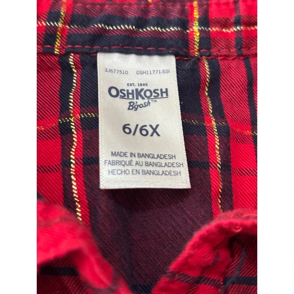 OshKosh & Carters Girls Red Plaid Holiday Dress Bundle Size 6 6X Lot of 2